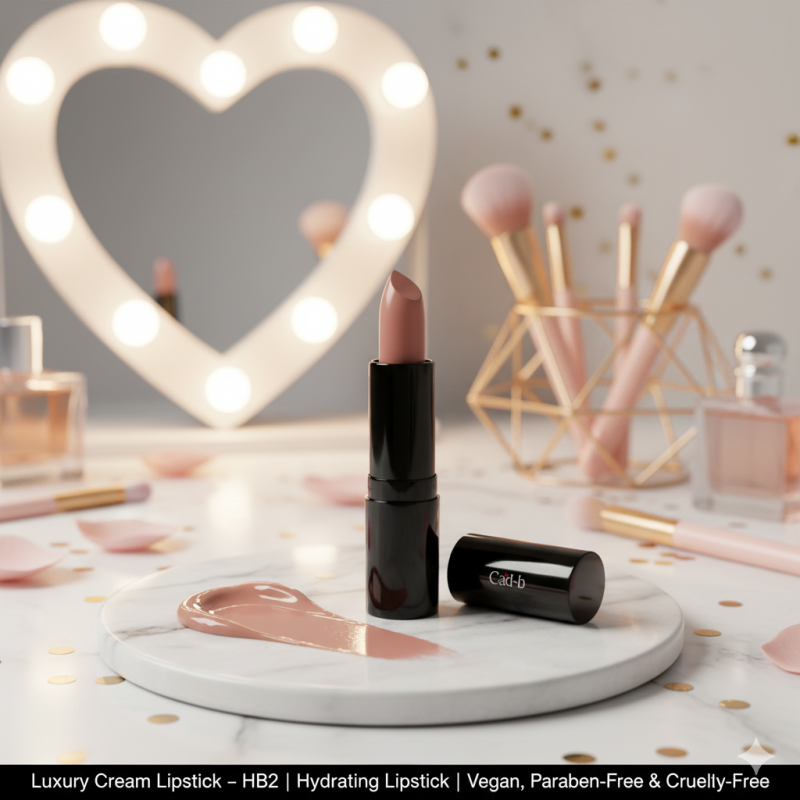 Luxury Cream Lipstick – Next to Nude – HB2 | Hydrating Nude Lipstick | Vegan, Paraben-Free & Cruelty-Free